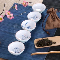 Красочная чашка, сине-белый чайный сервиз, глина, чай Пуэр, ручная роспись