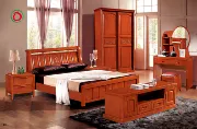 Bộ bàn ghế phòng ngủ gỗ sồi kết hợp giường đôi gỗ rắn bàn đầu giường gỗ sồi tủ quần áo gỗ sồi bàn trang điểm phân 3 - Bộ đồ nội thất