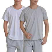 Người đàn ông trung niên cộng với phân bón XL nam mùa hè trung niên của nam giới cotton ngắn tay T-Shirt nửa tay áo cotton cũ áo sơ mi