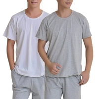 Người đàn ông trung niên cộng với phân bón XL nam mùa hè trung niên của nam giới cotton ngắn tay T-Shirt nửa tay áo cotton cũ áo sơ mi quần ngố nam
