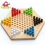 Lớn bằng gỗ đĩa lục giác checkers cha mẹ và con của trẻ em trí tuệ bảng điện trò chơi trẻ em người lớn cờ vua đồ chơi đồ chơi trẻ em bằng gỗ