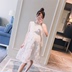 Thai sản mặc 2018 mùa hè mới Hàn Quốc phiên bản của không tay sóng trắng điểm Một phiên bản của các điểm sóng thời trang phụ nữ mang thai hot mẹ ăn mặc Áo thai sản