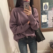 Mùa đông Hàn Quốc Chic Retro Loose dài tay áo cao cổ áo len của phụ nữ nền tảng màu sắc hoang dã Knit Sweater sinh viên hàng đầu