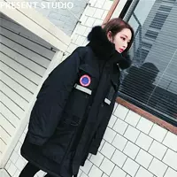 Quá khổ bông áo khoác dày áo 2018 mùa đông vài bf Hàn Quốc phiên bản của lỏng phản xạ dải vải bông quần áo thủy triều áo áo phao nữ cổ lông
