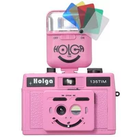 Creative Camera Holga135tim Pink Half -Grid Dual -In -One Machine 135 Film Camera 15S Four -Color Flash Lamp