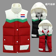 Áo cotton cờ Hà Lan Áo vest đỏ trùm đầu mùa đông Thể thao ngoài trời giữ ấm