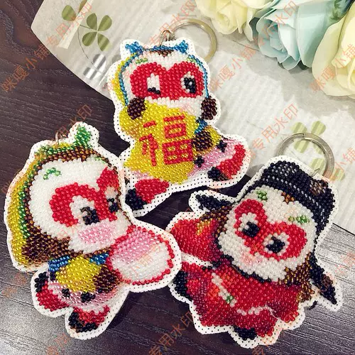 Подвеска, комплект, брелок, двусторонняя вышивка