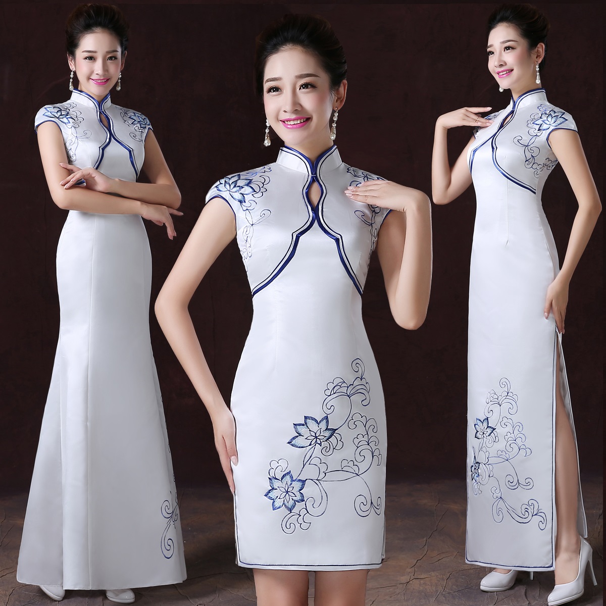 Китайское платье cheongsam qipao белое