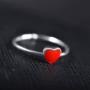 Nhật Bản và Hàn Quốc thời trang mới nhẫn bạc nữ gió Hàn Quốc mở vòng điều chỉnh hình trái tim tình yêu màu đỏ đào trái tim trang sức nhẫn đôi pnj