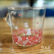 Tuuli phong cách Nhật Bản và cốc thủy tinh anh đào gió dễ thương sáng tạo cặp vợ chồng cốc ZAKKA trong suốt với nắp muỗng
