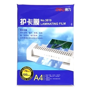 Deli Stationery Deli 3819 Пластиковая пленка A4 Большие пластиковые наборы для уплотнения 70 мик 100 листов