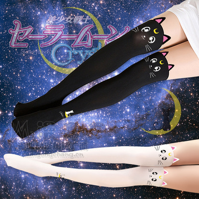 taobao agent COSPLAY Sailor Moon Crystal Luna Cat High Clevey Pugen Thire Pants Stockings