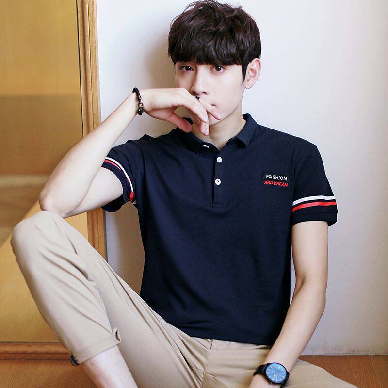 夏季男装新款2018男士翻领polo衫韩版时尚潮流刺绣短袖t恤衣服