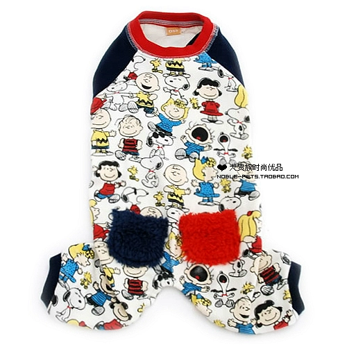 Японская домашняя одежда Snoopy Comics Красный и синий карманный четвероногой для собачьей одежды плюшевая одежда 85
