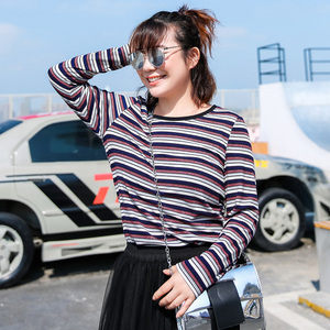 [Giải phóng mặt bằng 50 nhân dân tệ] lớn kích thước của phụ nữ stretch sọc knit đáy áo t-shirt M1740937