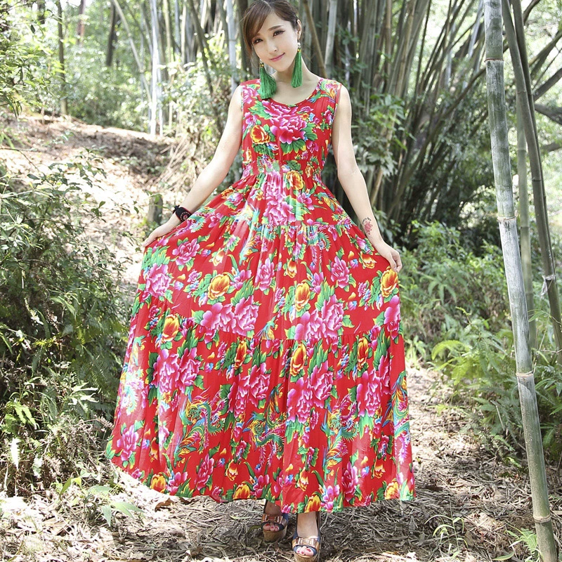 2020 sản phẩm mới của phụ nữ chăn một mảnh váy Zhang Xinyu cùng màu Đông Bắc váy hoa lớn xu hướng nữ - Sản phẩm HOT