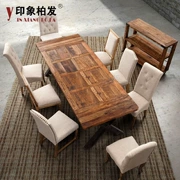 Căn hộ nhỏ rắn gỗ wrought sắt bàn ăn đơn giản bàn cà phê bàn ​​hình chữ nhật bàn ăn # 香港 精选 桌 类 #
