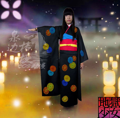 taobao agent Hot Spring Man a Hell Girl Yan Mo Ai A COS yukata chewing black kimono -custom tail model
