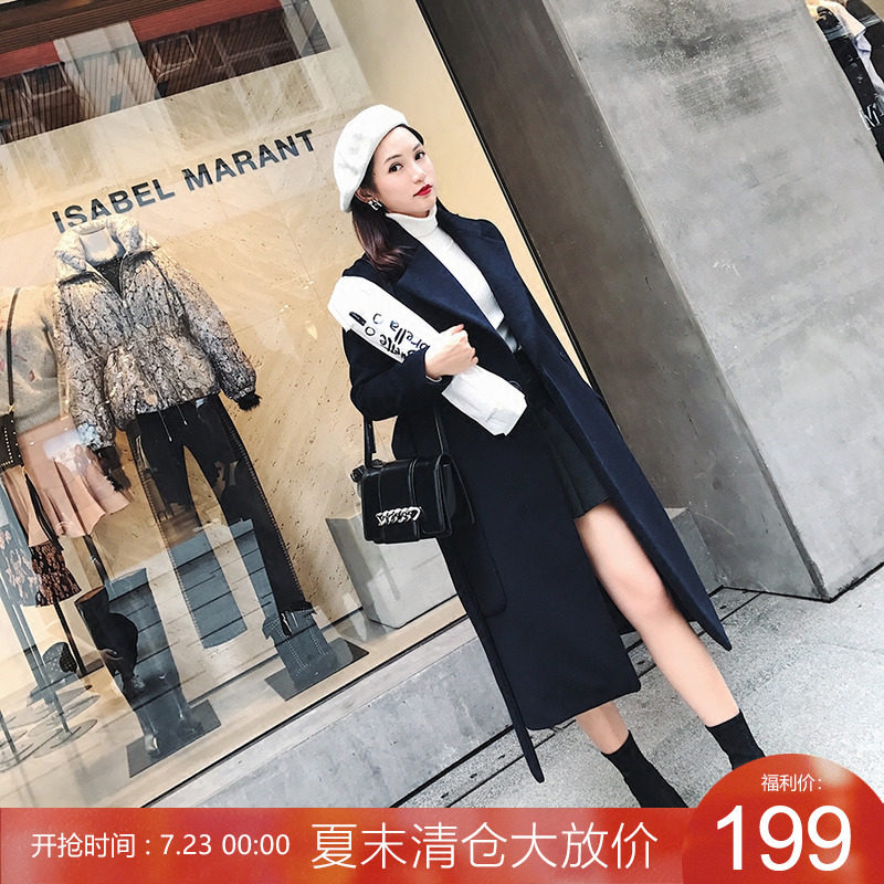 周 小熊 BEARUN Châu Âu và Mỹ mùa thu và mùa đông túi lớn eo áo len lỏng giảm béo áo dài