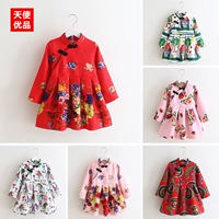 Платье, детский пуховик, утепленная юбка, китайский стиль, детская одежда