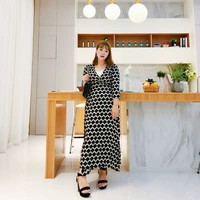 Elf nhà micro chất béo một phong cách Pháp kẻ sọc slim dress eo kỳ nghỉ bãi biển retro bọc kích thước lớn váy váy rúm eo	