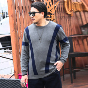 Kích thước lớn áo len nam quần áo cộng với phân bón để tăng dày ấm béo nam mùa thu và mùa đông tide thương hiệu chất béo vòng cổ áo len áo len