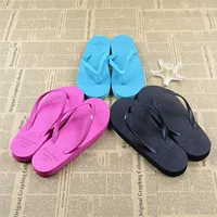 Phụ nữ thời trang giản dị mới phẳng với phim hoạt hình flip-flops bãi biển bình thường flip-flops màu rắn nhà