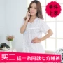 Của phụ nữ đồ ngủ mùa hè mảnh duy nhất tinh khiết mỏng ngắn tay cotton vòng cổ cardigan trung niên mẹ nhà quần áo tops đồ nam