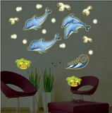 Съемное экологичное мультяшное флуоресцентное украшение для ванной комнаты для детской комнаты, наклейка на стену, наклейки