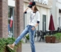 Quần nữ 2018 Phiên bản Hàn Quốc của quần lửng nữ size lớn Quần denim harem Quần dài Quần jeans Harlan nữ triều - Quần jean quần jean áo sơ mi nữ