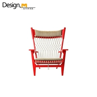 Design-M Gỗ rắn Bắc Âu Thiết kế nội thất ghế web Ghế lưới Trung Quốc Đan Lounge Ghế sofa da bò