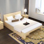 Giường gỗ 1,8 m 2018 giường gỗ rắn 1,8 giường đôi thông 2 m hiện đại nhỏ gọn 1,5 m giường 1,5 giường lớp