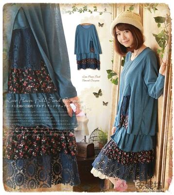taobao agent Retro spring dress, long skirt, Lolita style, long sleeve, maxi length