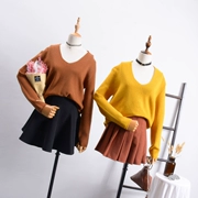[ZJ] C 31 mùa thu của phụ nữ Hàn Quốc cổ tròn màu rắn hoang dã mỏng dài tay áo ấm Knit Sweater