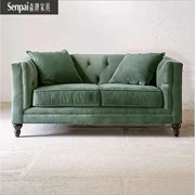 Kết hợp sofa đôi vải Mỹ Phòng khách 3 + 2 + 1 hiện đại tối giản nhỏ sofa xanh nhung mềm - Ghế sô pha
