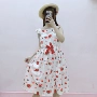 2018 Nhật Bản cô gái mùa xuân ngày câu chuyện dâu tây thỏ dễ thương ăn mặc ulzzang lỏng vest trong váy dài váy len suông dáng dài
