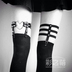 Gothic tối cô gái mềm chị yêu đôi hàng đinh tán căng đen da chân vòng garter vận chuyển quốc gia Nịt Tất