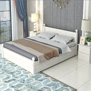Cung cấp công cụ cài đặt đơn giản 2018 phong cách Châu Âu 1.8 m giường thông gỗ rắn giường màu trắng giường đôi giường thật