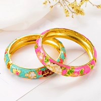 Vòng đeo tay Bắc Kinh Cloisonne Vòng tay hoa mẫu đơn lớn đích thực vòng tay nữ vàng 18k