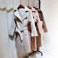 Giải phóng mặt bằng 2017 áo len nữ phần dài Hàn Quốc phiên bản của vành đai eo eo áo len dày lên với cùng một chiếc áo khoác áo măng tô đẹp