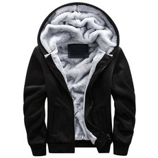 Толстовка men winter warm cotton hoodies秋冬外套男连帽开衫拉链加绒卫衣