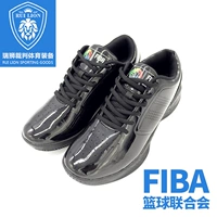 FIBA Champions League sáng màu đen bằng sáng chế da đen người đàn ông trọng tài giày nam giày bóng rổ trọng tài đặc biệt giày giày the thao năm 2021