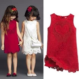 Красное демисезонное детское платье без рукавов, подарок на день рождения, с вышивкой