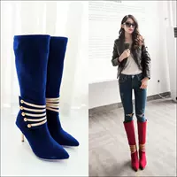 Корейская версия Over -Knee Boots Grinting пряжа высокая высокая ботинки женская обувь с 3233404142434445 ярдов