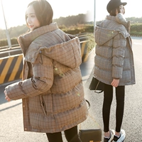 Chống mùa giải phóng mặt bằng 2018 mùa thu và mùa đông mới Hàn Quốc phiên bản của retro lưới với một đoạn ngắn ngắn xuống bông dày ấm bông quần áo phụ nữ áo khoác đại hàn nữ