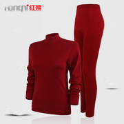 Đỏ ni ấm đồ lót tinh khiết bông phụ nữ bông áo len giữa và cũ nửa cao cổ áo xl lỏng mùa thu quần phù hợp với