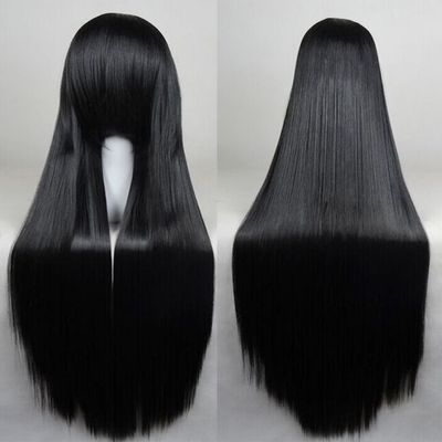 taobao agent Spot COS wig 60 80 100 120 150cm black long straight universal bangs ancient fake hair
