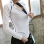 Hàn quốc phiên bản của dây kéo áo khoác thể thao nữ mùa thu và mùa đông yoga quần áo tập thể dục chạy jacket jacket đứng cổ áo wetsuit áo khoác thể thao nam nike