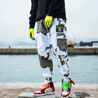 Quần ngụy trang màu trắng nam thương hiệu Nhật Bản thương hiệu thủy triều lỏng lẻo Yu Wenle quần thể thao chùm quần hiphop nam quần nam