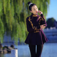 Sulu Qing Cang.贰 thiết kế ban đầu thương hiệu Trung Quốc phong cách của phụ nữ mùa đông ngắn mỏng thêu áo len áo khoác nhẹ nữ